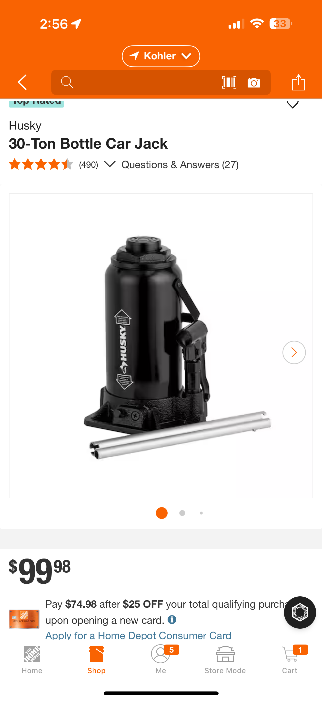 Husky 30 ton bottle jack