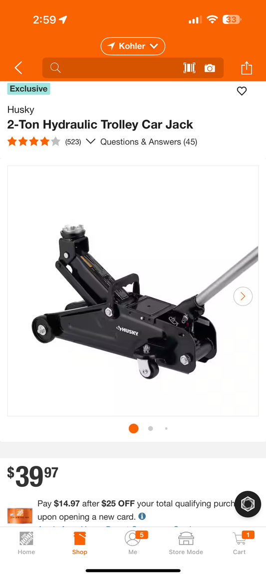 Husky 2 ton trolley jack