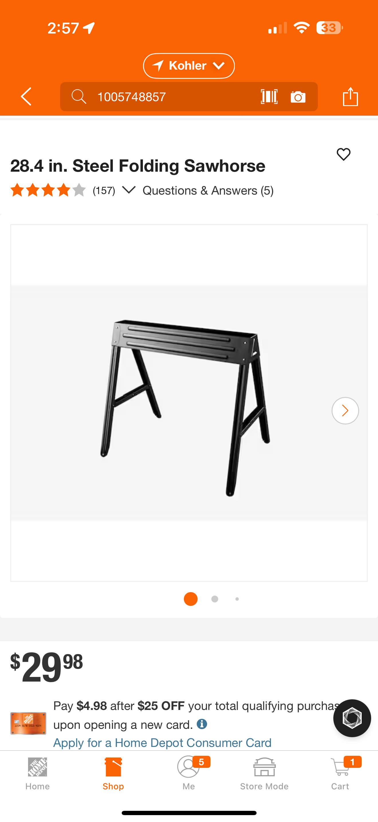 Husky gliding steel saw horse