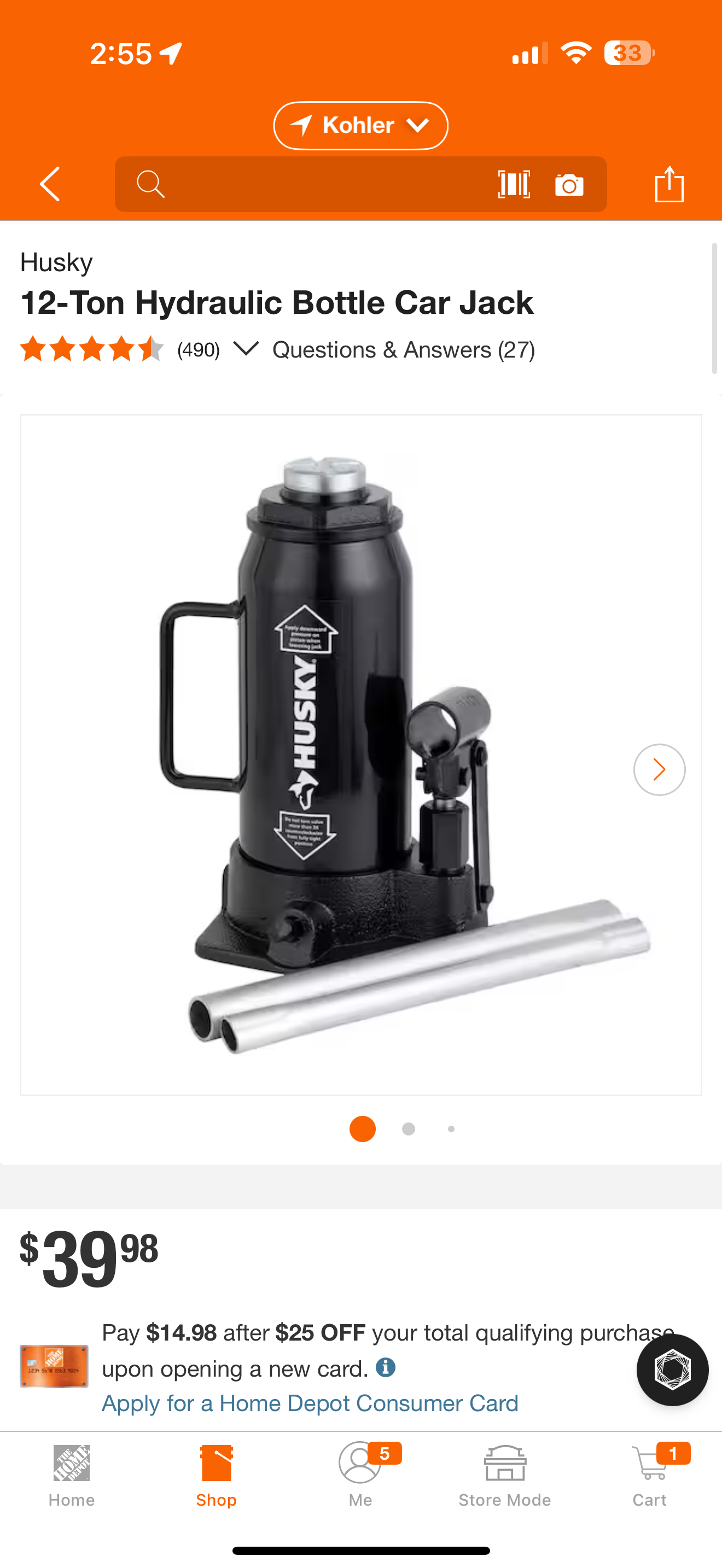 Husky 12 ton bottle jack