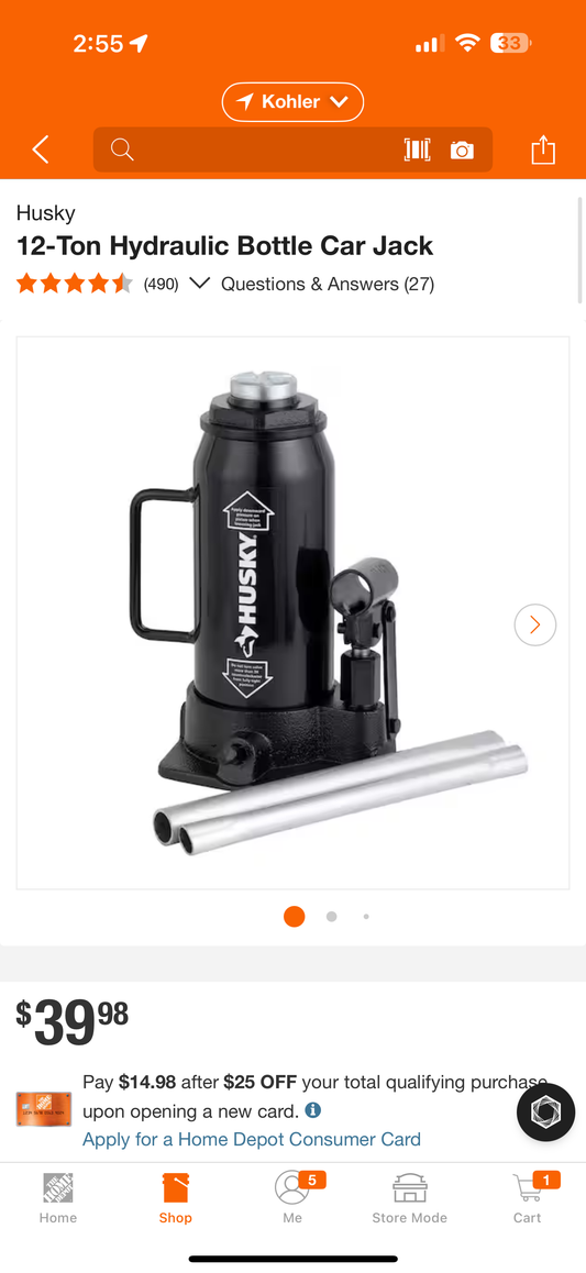 Husky 12 ton bottle jack