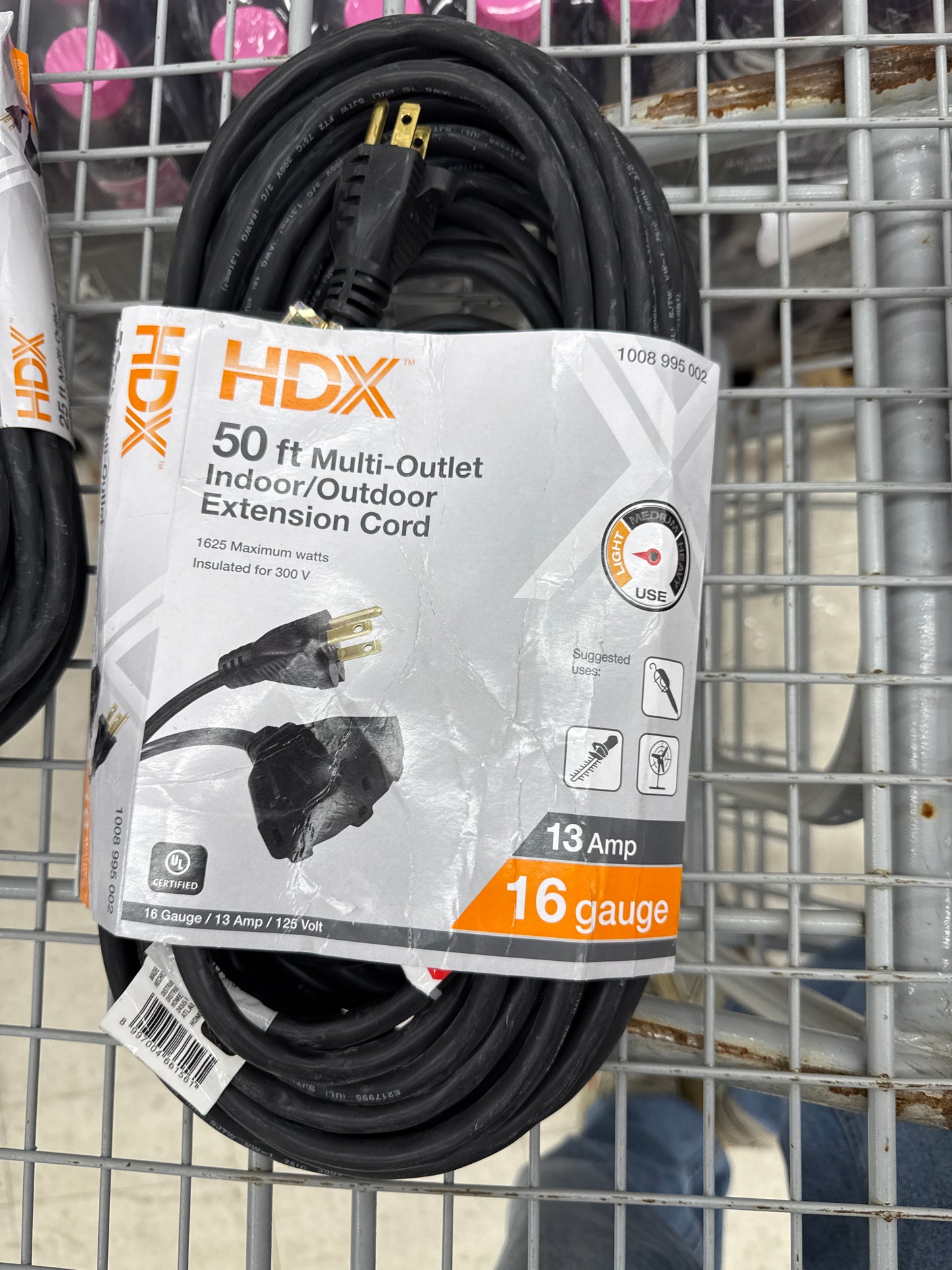 HDX 50ft multi outlet Ext Cord Black