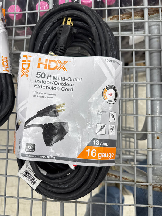 HDX 50ft multi outlet Ext Cord Black