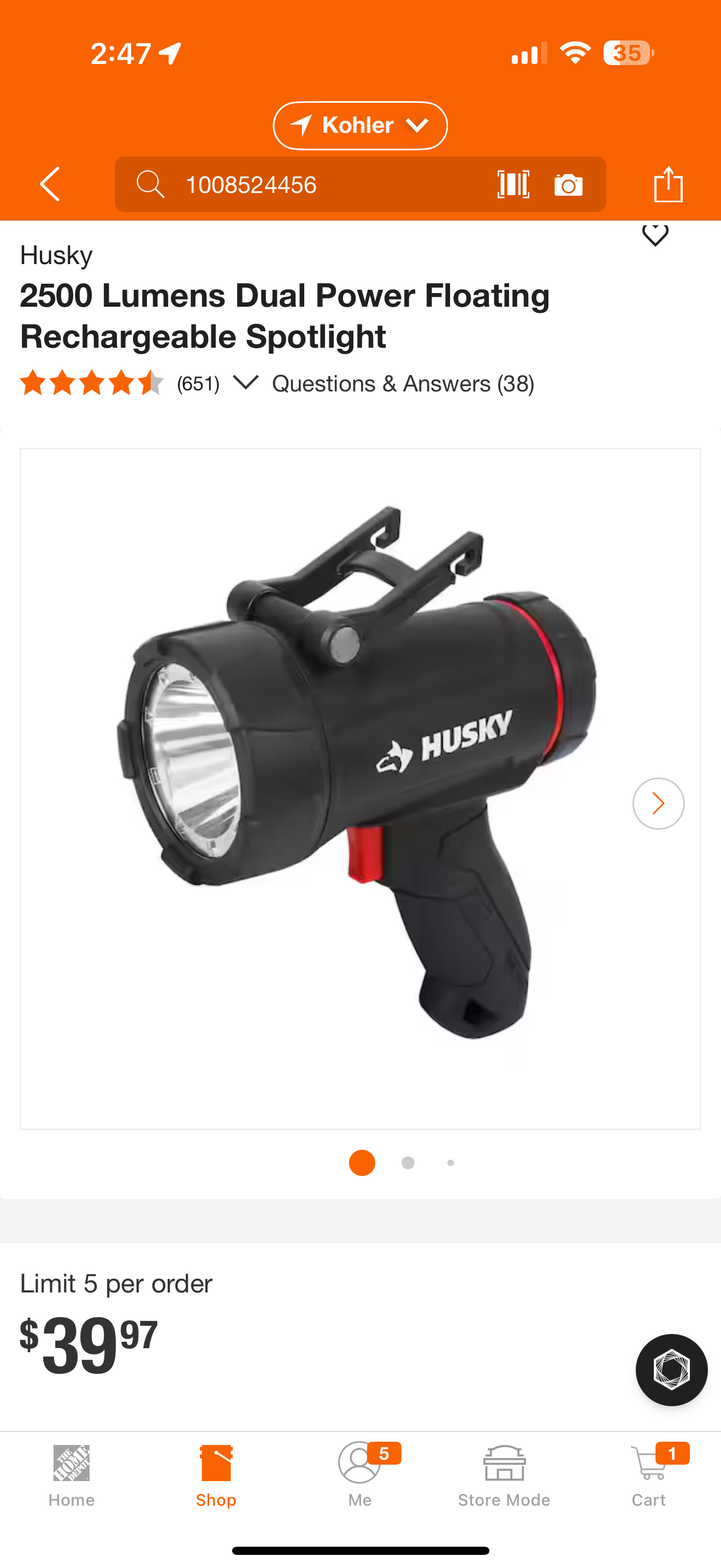 Husky floating spotlight