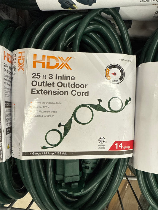 HDX 25ft 3 Inline Outdoor Extension Cord