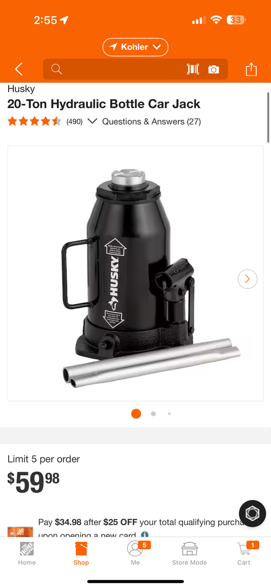 Husky 20 ton bottle jack