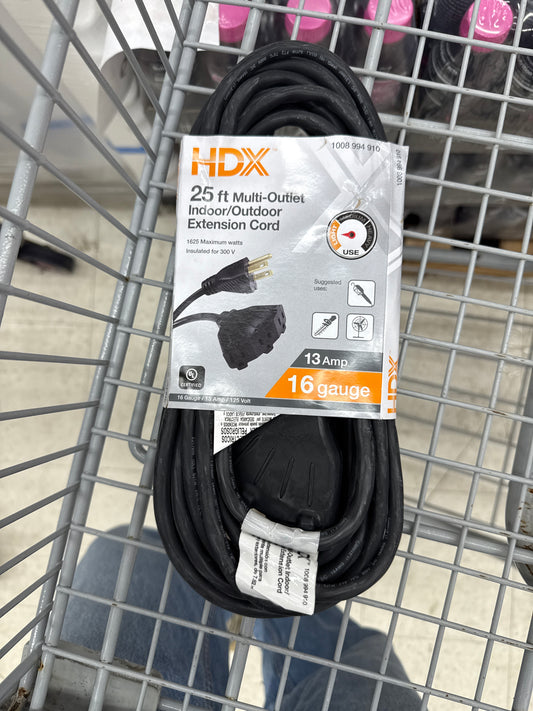 HDX 25ft Multi Outlet Ext Cord Black