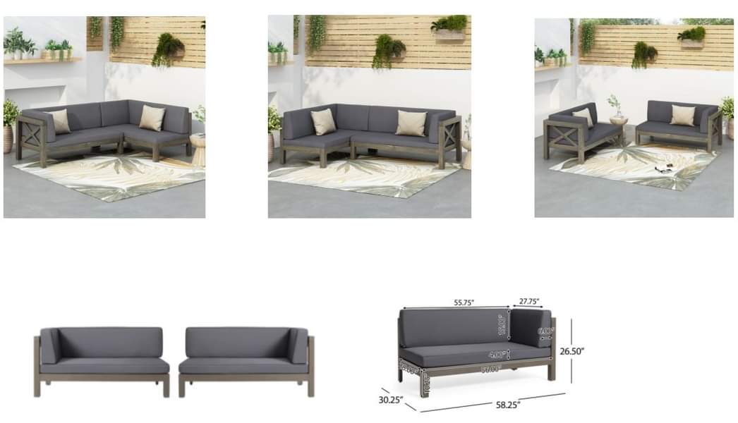 Acacia Wood Outdoor Patio Sectional