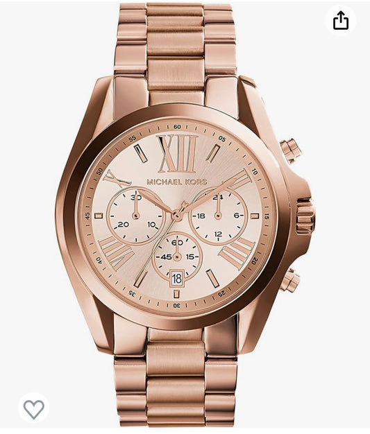 Mk6) Michael Kors Bradshaw Women's Watch, Stainless Steel Rose Gold Chronograph Watch for Women with Steel