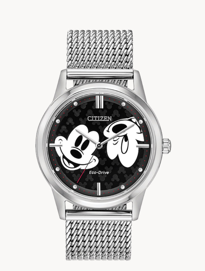 C64) Citizen Mickey Mouse Unisex FE7060-56W Black Dial 40mm Women's Watch NWT