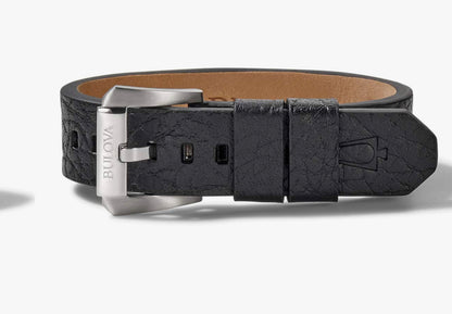 Bulova Jewelry Mens Precisionist Black Leather Belt-Strap Bracelet