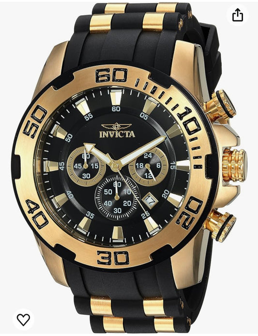 I25) Invicta Pro Diver SCUBA Men's Watch - 50mm, Gold, Black (22340)