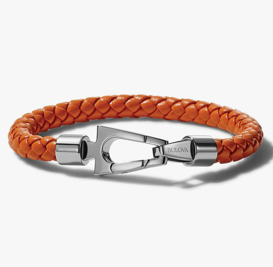 B56) Men's Marine Star Braided Leather Bracelet with Tuning Fork Clasp