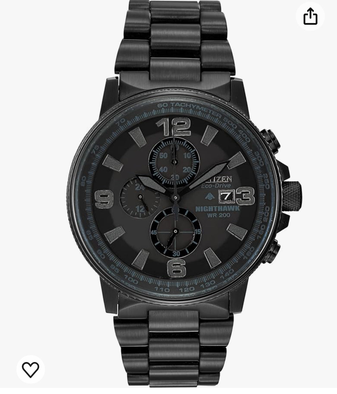 C78) Citizen Men's Eco-Drive Weekender Nighthawk Chronograph Watch in Black IP Stainless Steel, Black Dial (Model: CA0295-58E)