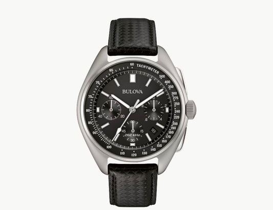 Bulova Men's Archive Series Lunar Pilot 6-Hand Chronograph High Performance Quartz Stainless Steel and Black Nylon Strap Watch Set, Sapphire Crystal Style: 96B251