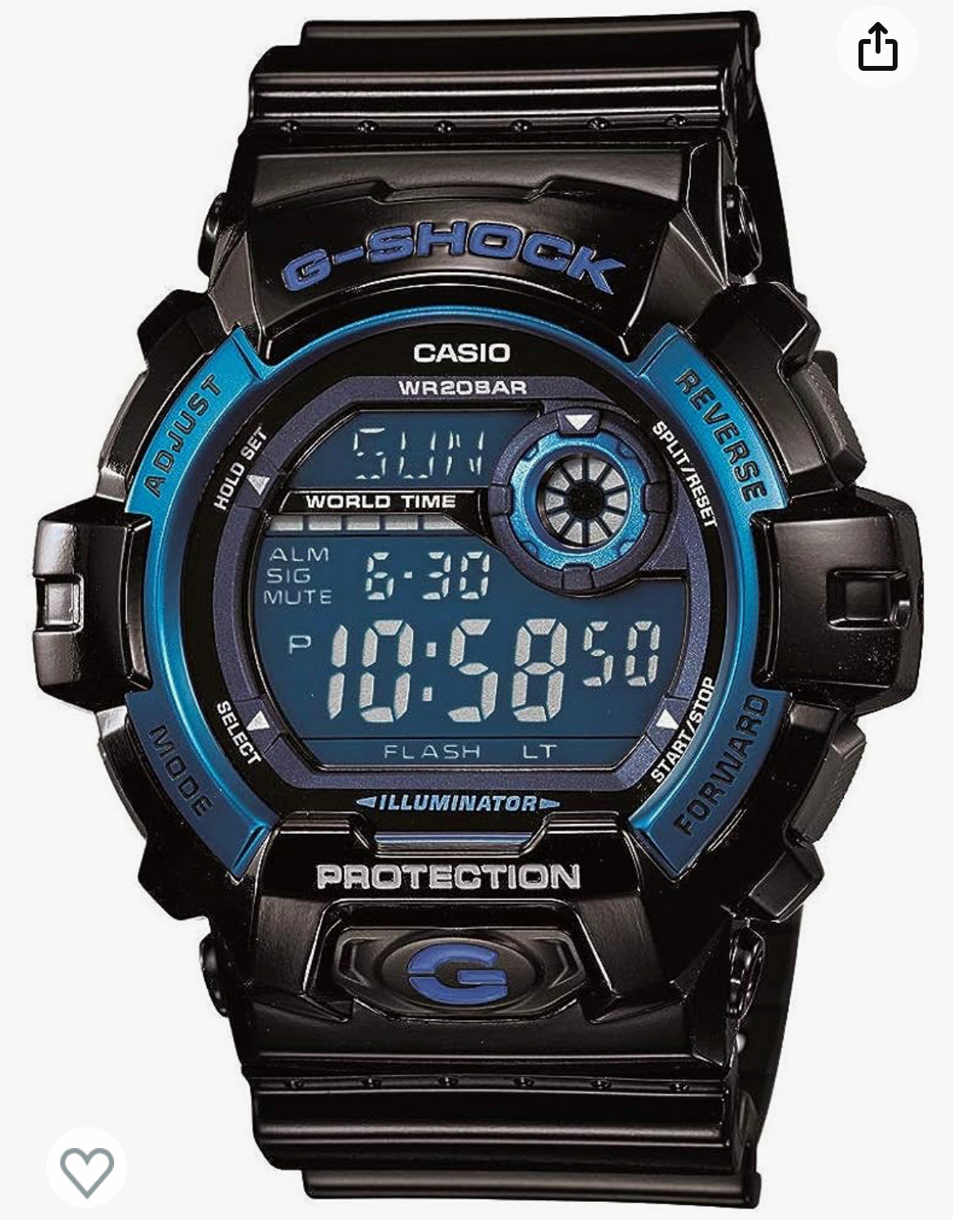 a2)Casio Men's G8900A-1CR G-Shock Black and Blue Resin Digital Sport Watch