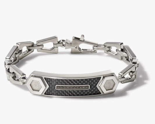 B68) Bulova Mens Precisionist Stainless Steel Tuning Fork Chain Link ID Bracelet