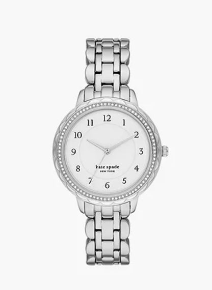 Ks5) kate spade new york morningside scallop three-hand stainless steel watch