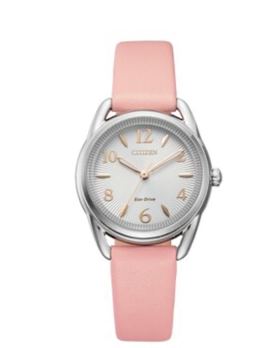 C46) Ladies' Citizen Eco-Drive® Strap Watch with Silver-Tone Dial (Model: FE1210-07A)