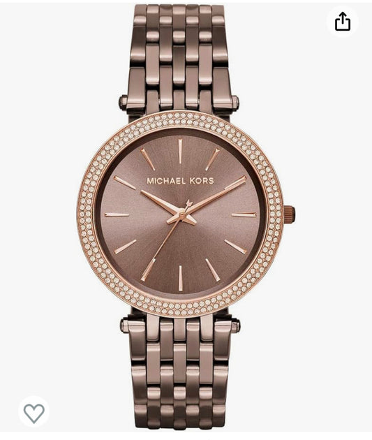 Mk3) Michael Kors Darci Women's Watch, Stainless Steel and Pavé Crystal Watch for Women Brown