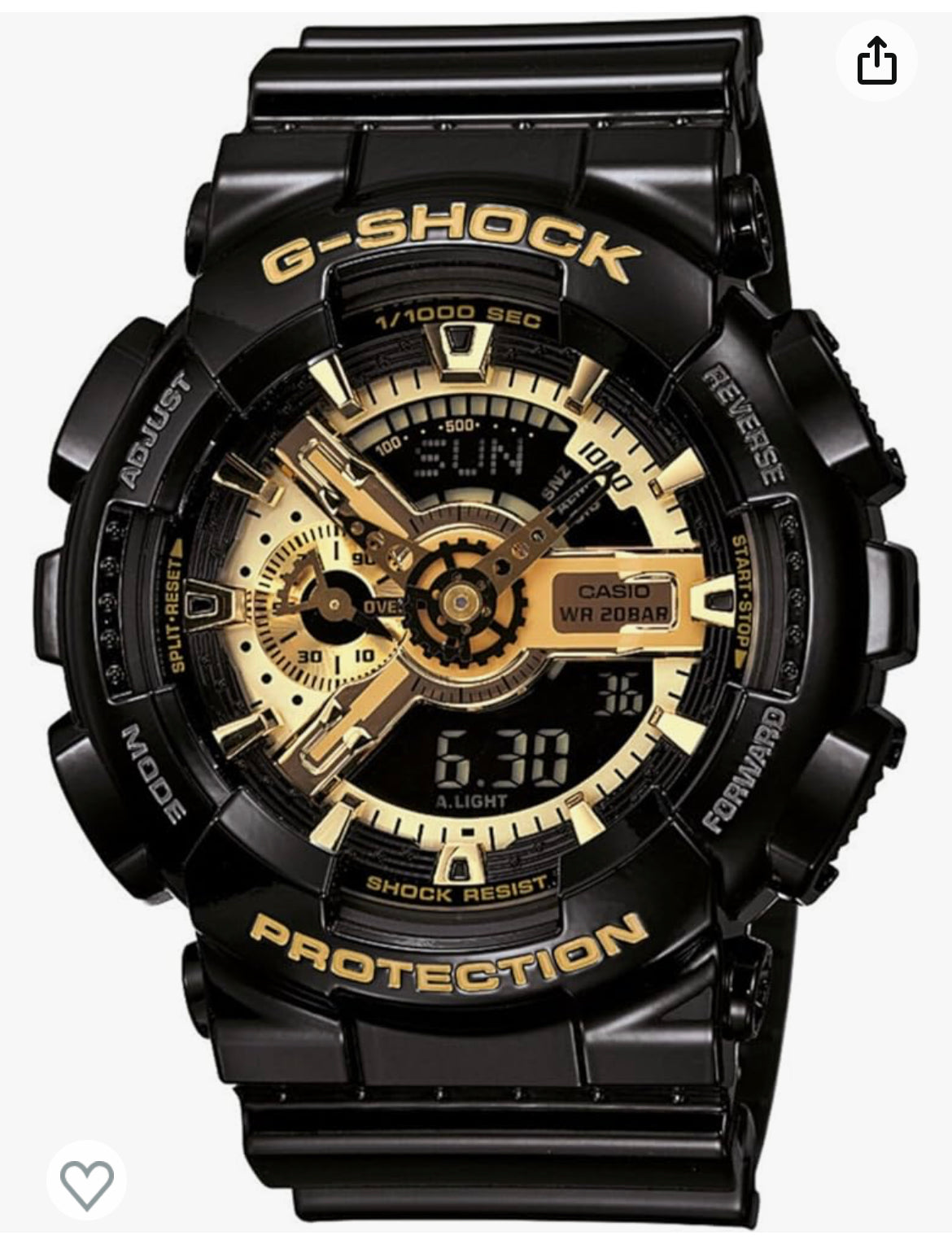 A25) Casio G-Shock Quartz Hybrid Black Dial Men's Watch GA110B-1A