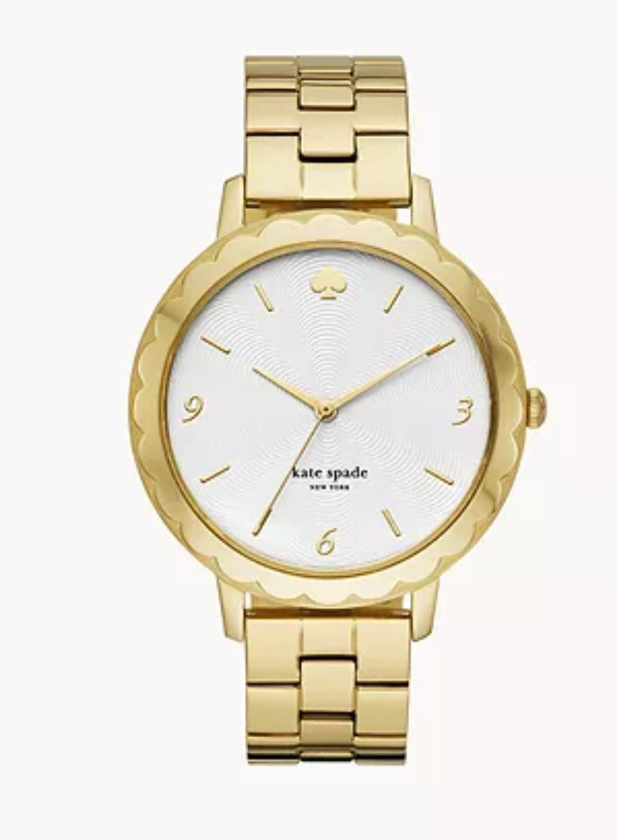 Ks10) Morningside Scallop Gold-tone Bracelet Watch