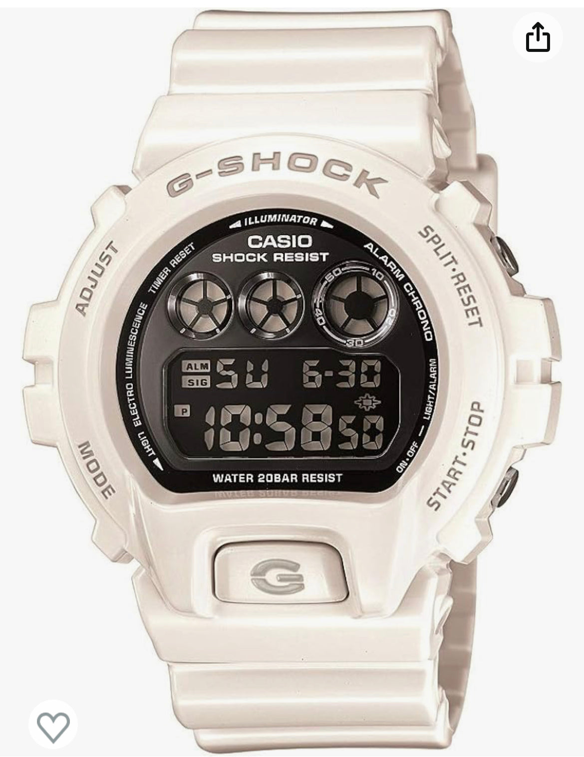 a4)Casio G-Shock Mirror-Metallic White Mens Digital Watch DW6900NB-7