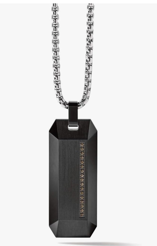 B64) Men's Precisionist Diamond Pendant Necklace with Box Chain