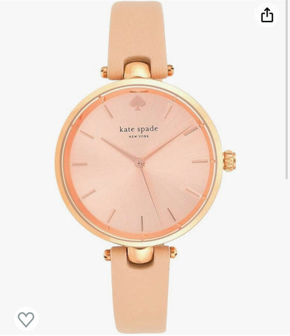 Kate Spade New York Women's Holland Quartz Stainless Steel, Leather Three-Hand Watch, Color: Rose Gold