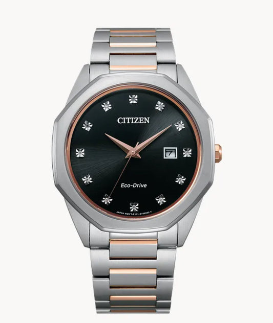 C91) Citizen Men’s Corso Black Dial Stainless Steel Bracelet BM7496-56G