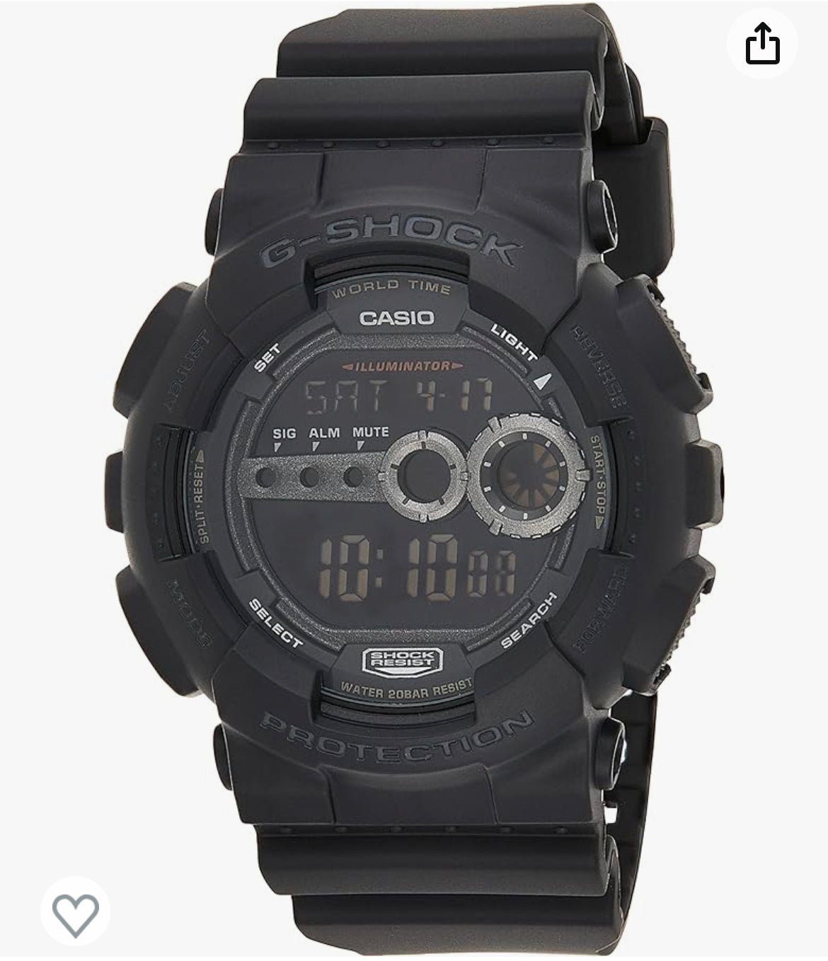 A15) Casio Men's GD100-1BCR G-Shock X-Large Black Multi-Functional Digital Sport Watch