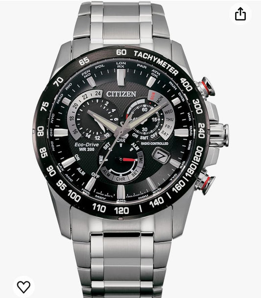 C29) Citizen Men's Eco-Drive Sport Luxury PCAT Chronograph Watch Stainless Steel, Black Dial (Model: CB5898-59E)