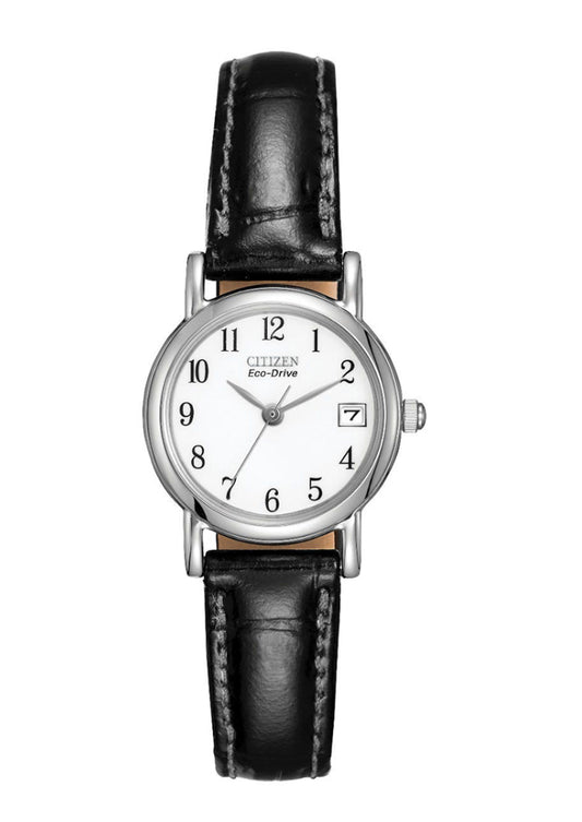 C45) CITIZEN – Stainless Steel Leather Strap Watch EW1270-06A