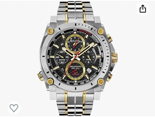 B32) Bulova Men's Icon High Precision Quartz Chronograph Watch, Curved Mineral Crystal, 300m Water Resistant, Continous Sweeping Secondhand, Luminous Markers