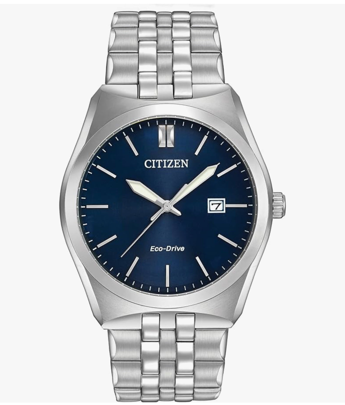 C58) Citizen Men's Classic Corso Eco-Drive Watch, 3-Hand Date, Luminous Hands, Stainless/ Blue Dial