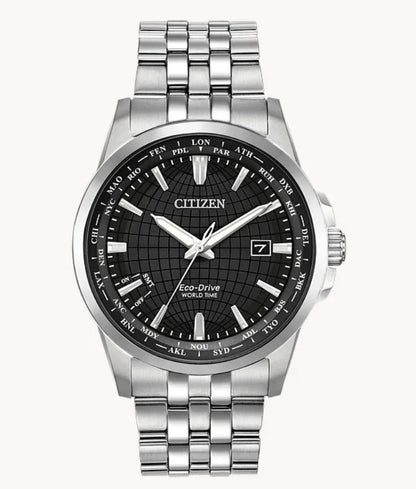 C87) Citizen Men’s Eco-Drive World Time Stainless Steel Watch (BX1000-57E)