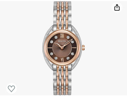 Bulova Classic Quartz Ladies Watch, Stainless Steel Diamond , Two-Tone (Model: 98R230)
