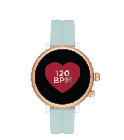 Ks14) KATE SPADE Scallop Sport KST2020 Smartwatch - Light Green & Rose Gold, Silicone Strap, 41 mm