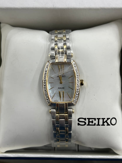 Seiko Women's Solar Tressia Stainless Steel Case and Bracelet Pearl Dial Two-tone Watch - SUP284