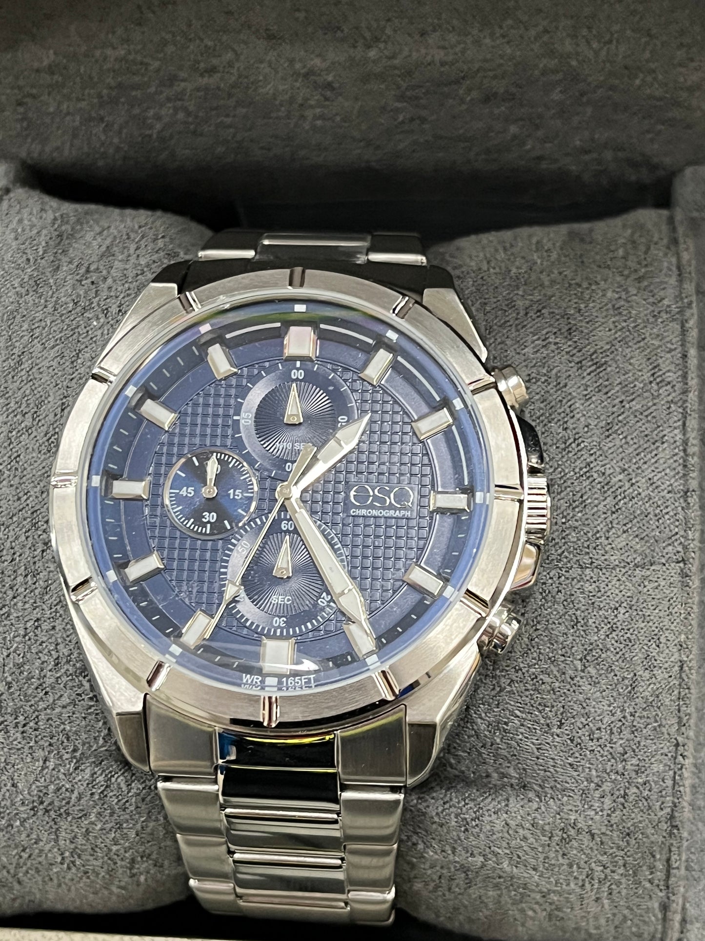 ESQ Men's Stainless Steel Chronograph Bracelet Watch with Blue Dial