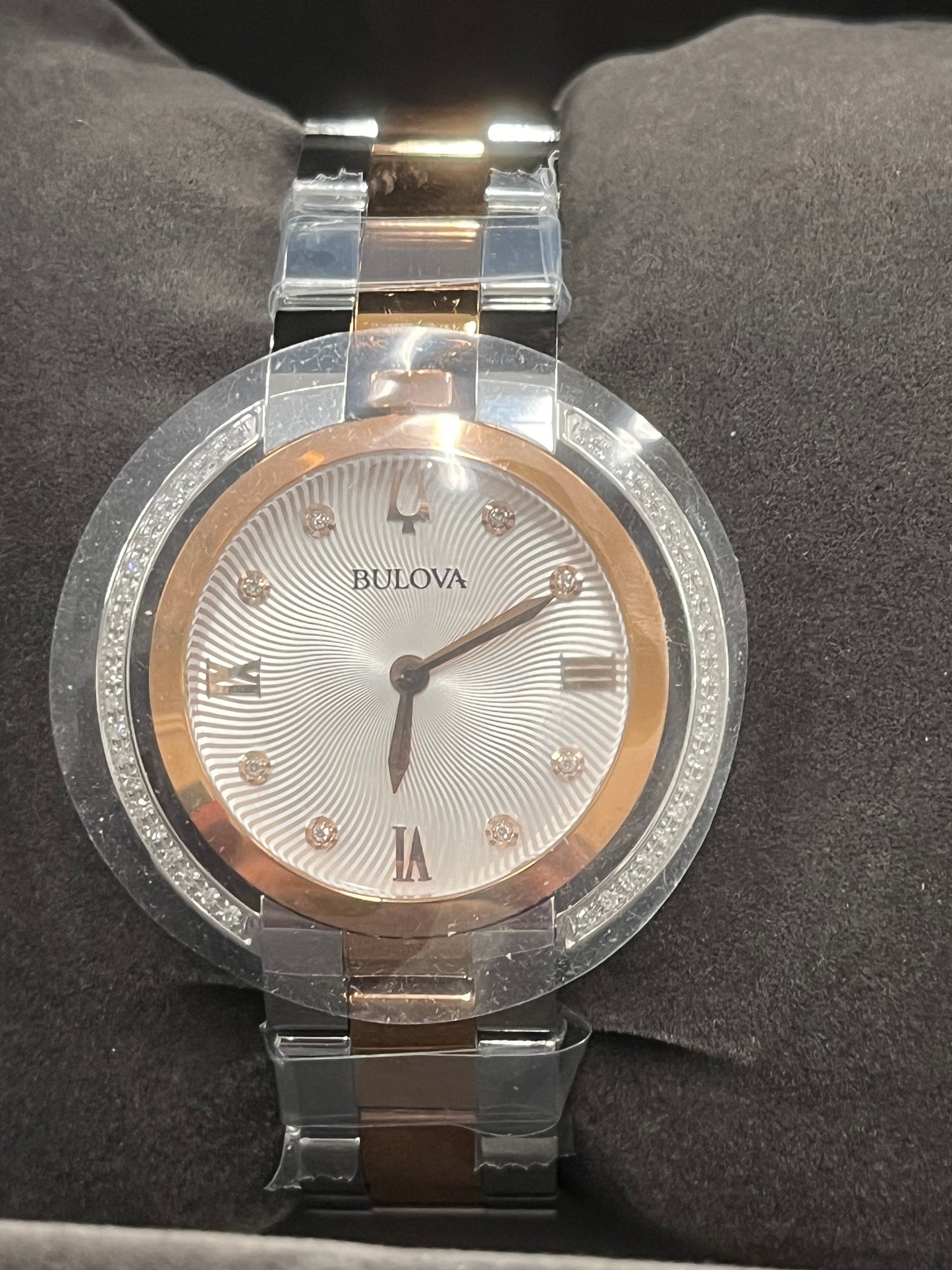 B36) Bulova Rubaiyat Quartz Ladies Watch, Stainless Steel Diamond , Two-Tone (Model: 98R247)