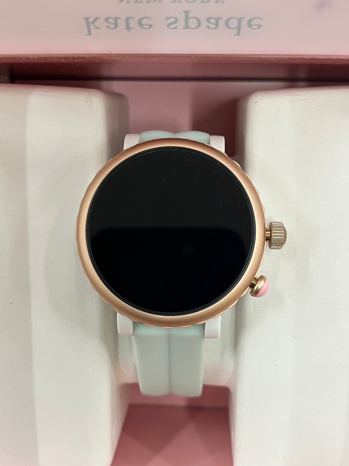 Ks14) KATE SPADE Scallop Sport KST2020 Smartwatch - Light Green & Rose Gold, Silicone Strap, 41 mm