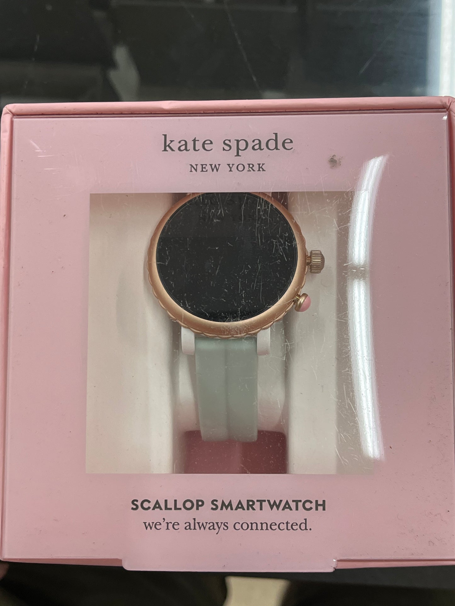 Ks14) KATE SPADE Scallop Sport KST2020 Smartwatch - Light Green & Rose Gold, Silicone Strap, 41 mm