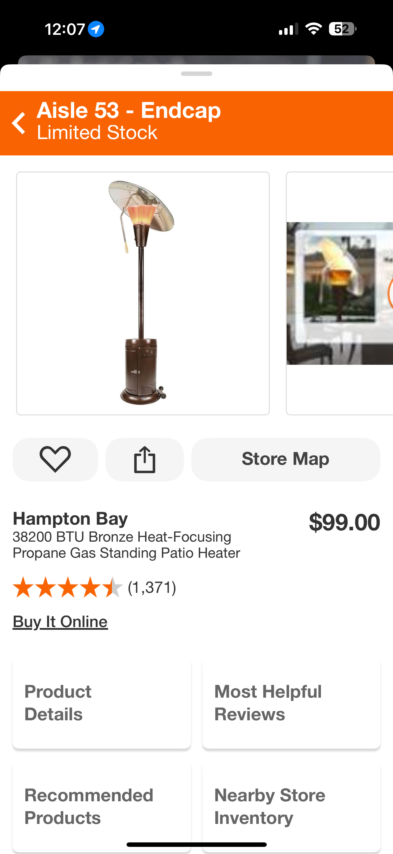 Heat focusing patio heater