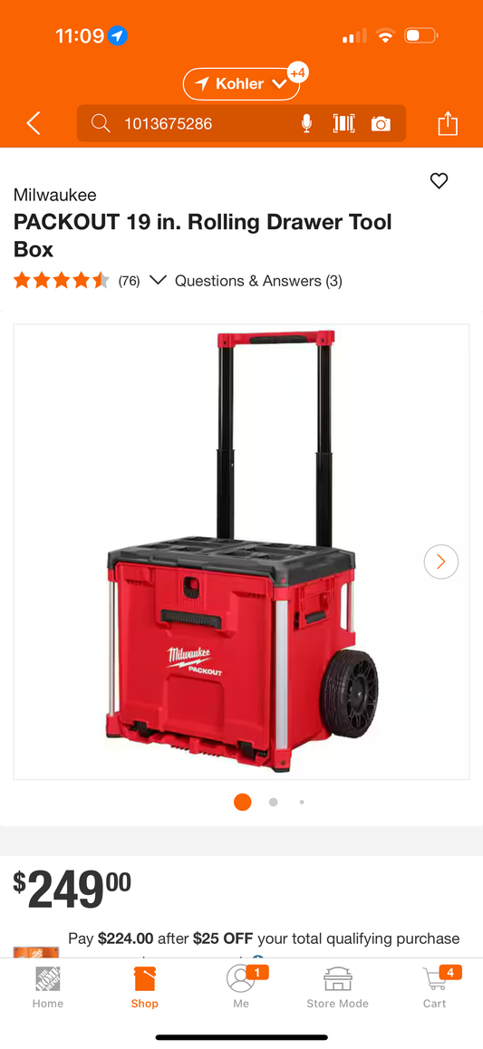 Milwaukee rolling drawer toolbox