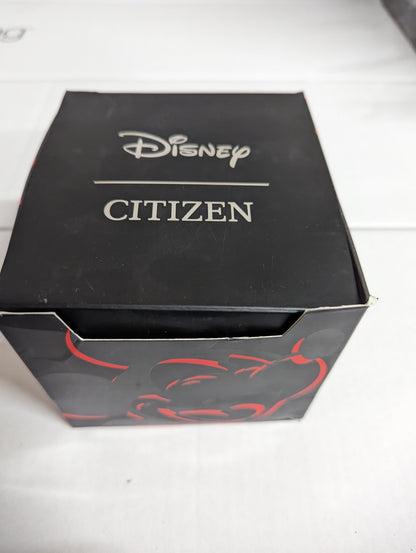 C8) Citizen Eco-Drive Mickey Mouse Moon Phase Black Strap Watch