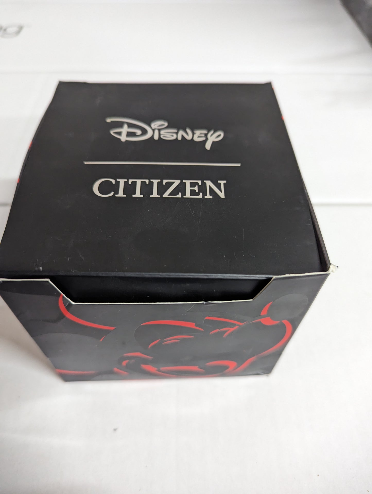 Mickey Mouse Eco Drive Watch by Citizen Black with Red Stitching
