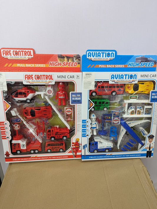 Firetruck 🚒 or Plane ✈️ Pullback Toy Set