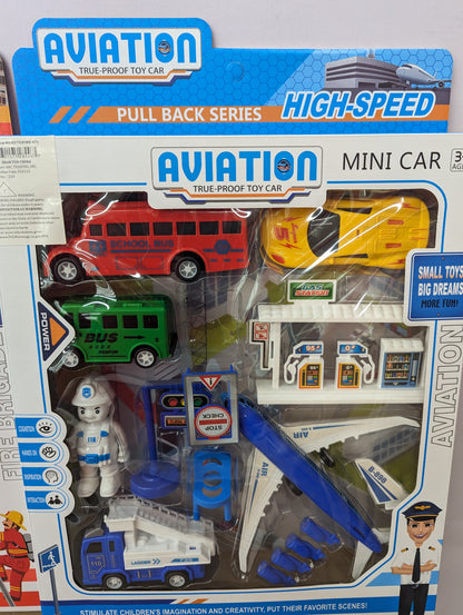 Firetruck 🚒 or Plane ✈️ Pullback Toy Set