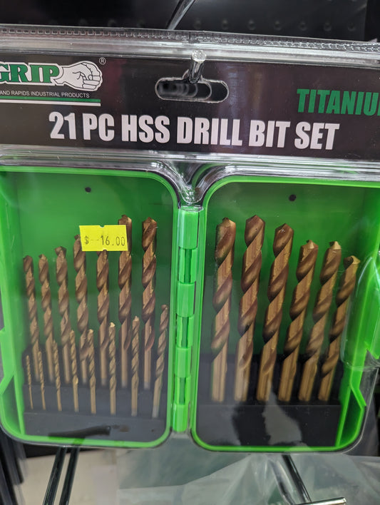 21 PCs Titanium Drill Bit Set